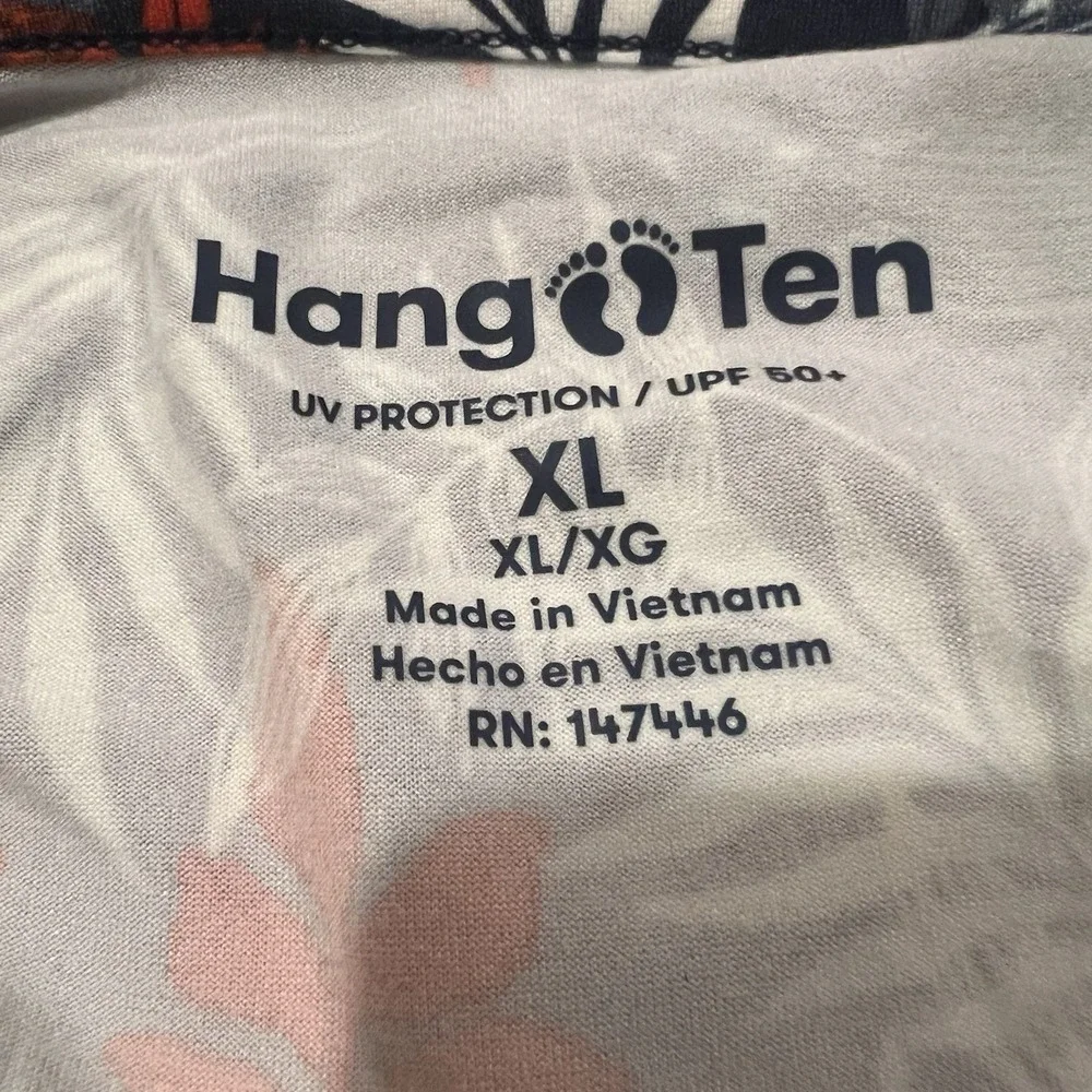 Hang Ten‎ Women's Long Sleeve Sun Protection Tee Blue Red Size XL UPF 50 +